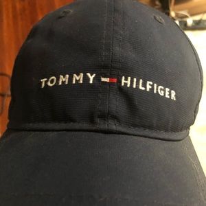 Navy Blue Tommy Hilfiger hat with Velcro strap.